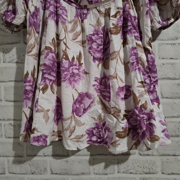 Abercrombie & Fitch Emerson Puff Sleeve Midi Dress Purple Floral Size XLP - Picture 5 of 8